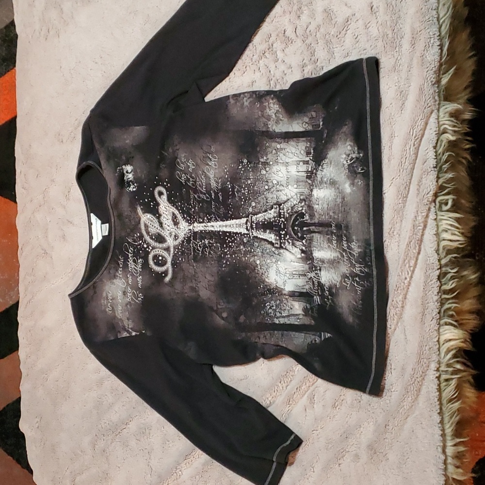 Christopher and Banks Rhinestones womens Large Paris shirt